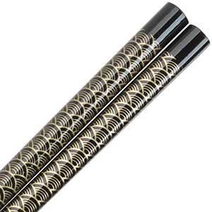 Fan Pattern on Black Japanese Style Chopsticks